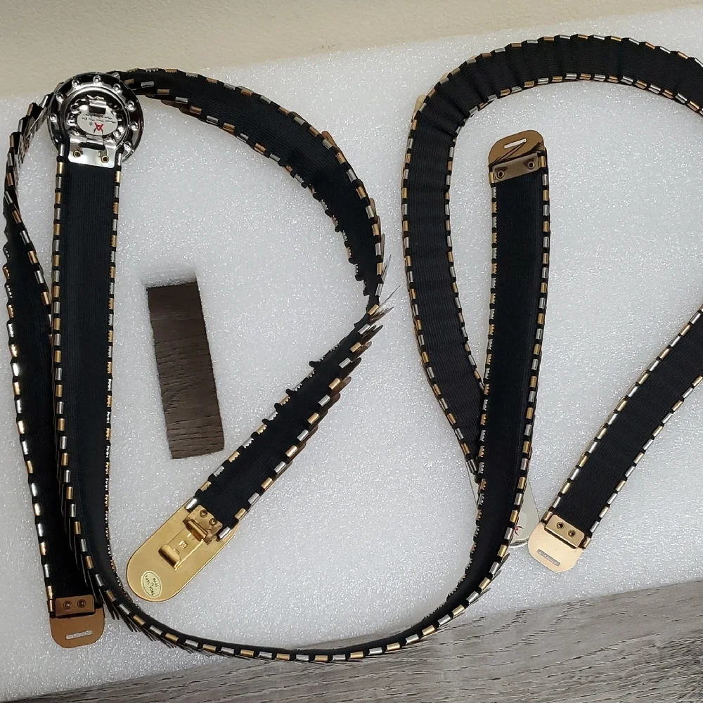 New Gold and Silver Stretchy Metal Women's Belt With Deferent Buckle Size 26